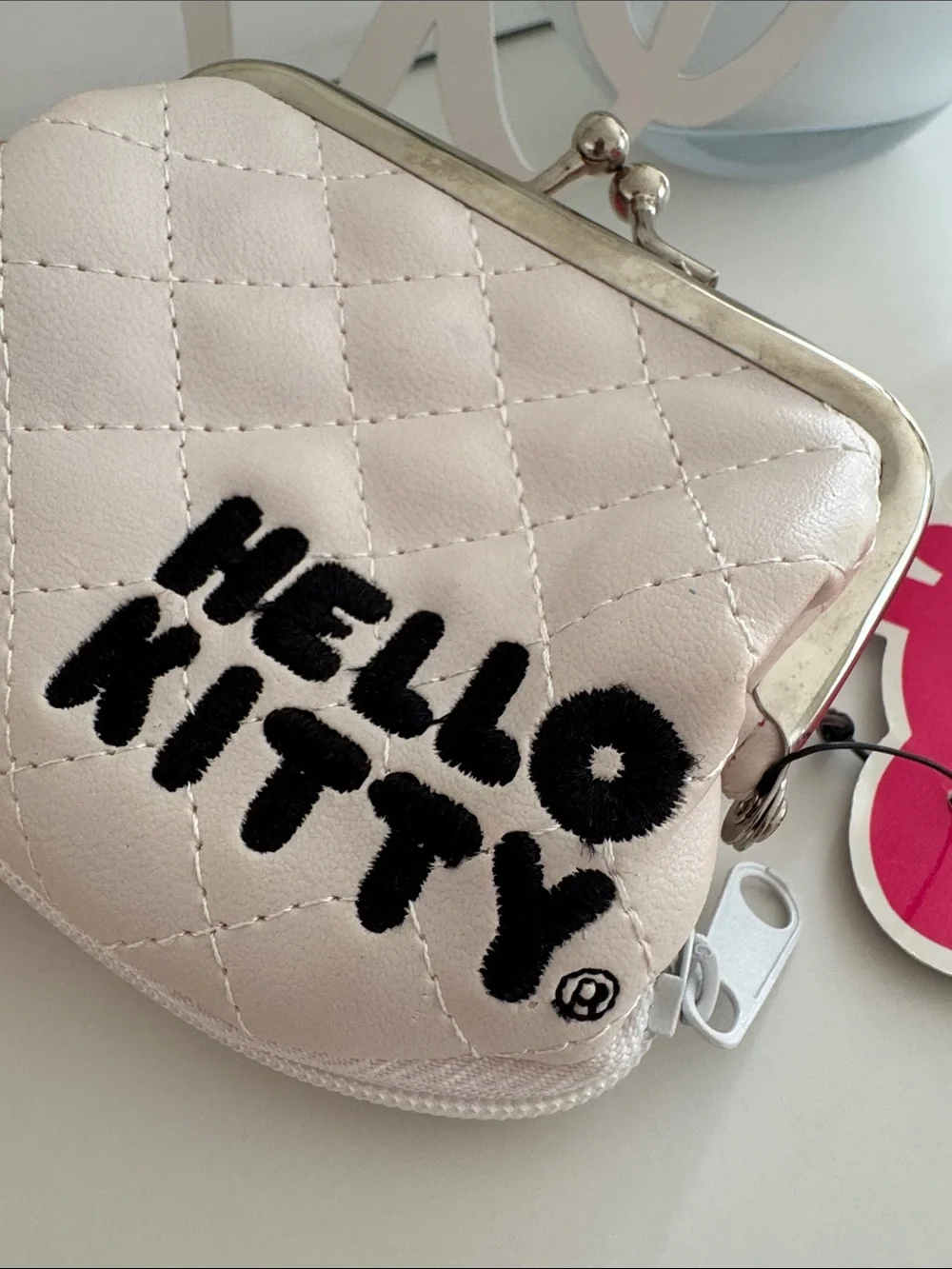 Hello Kitty Quilted Coin Purse with Pink Bow